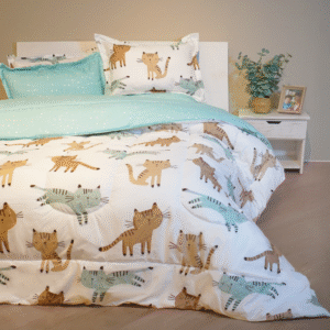 COMBO EDREDON + JUEGO DE SÁBANA SPAZIOS BOTANICO CATS